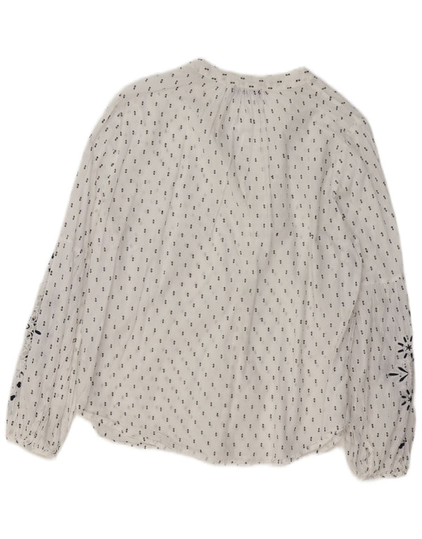 MINT VELVET Blusa camisera gráfica para mujer UK 40 Grande Algodón floral blanco