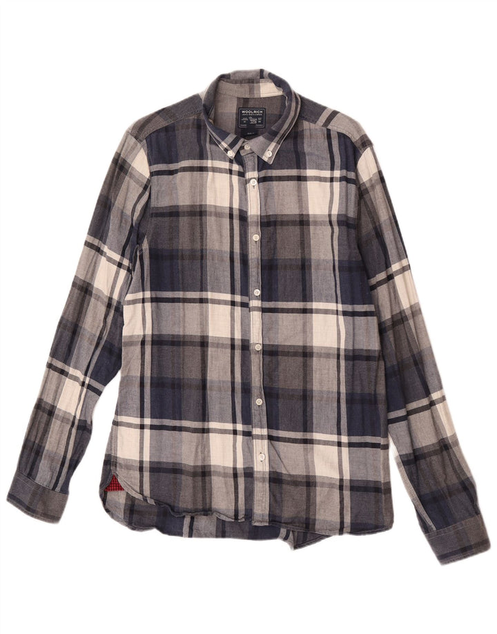 Woolrich Hombre Camisa De Franela A Cuadros Azul Marino Mediano