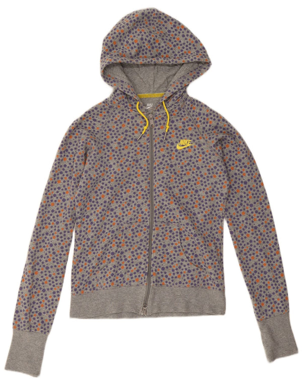 Nike Sudadera con capucha y cremallera para mujer UK 10 Small Grey Spotted Cotton