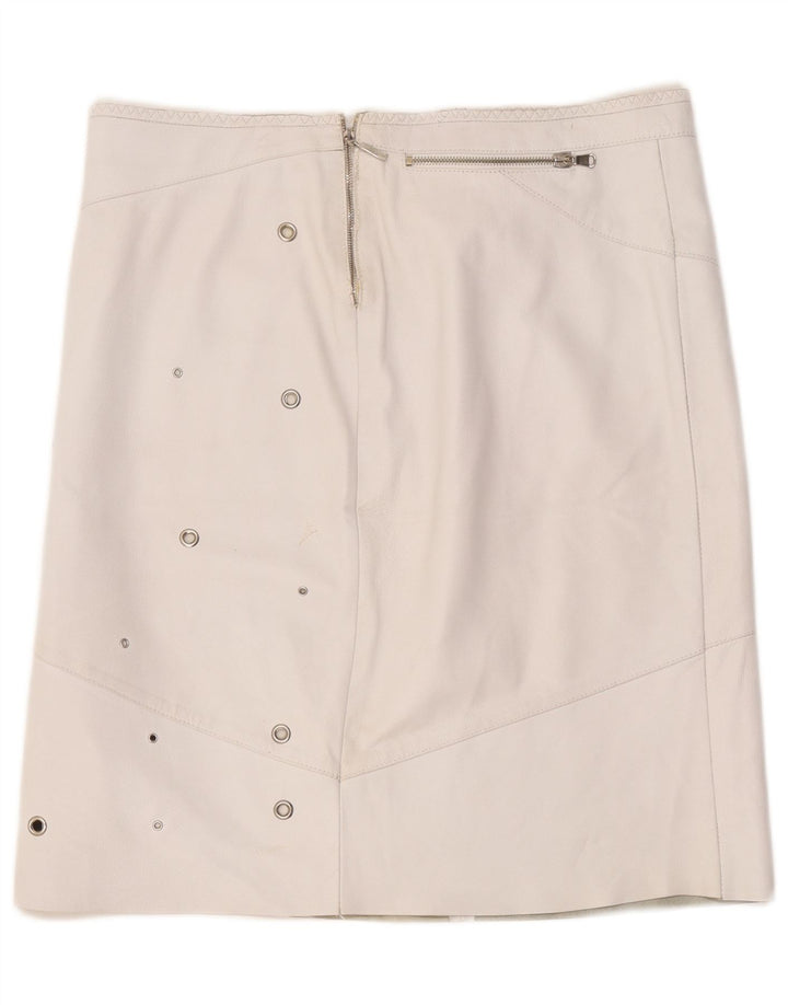 Falda de cuero vintage para mujer W36 XL Blanco