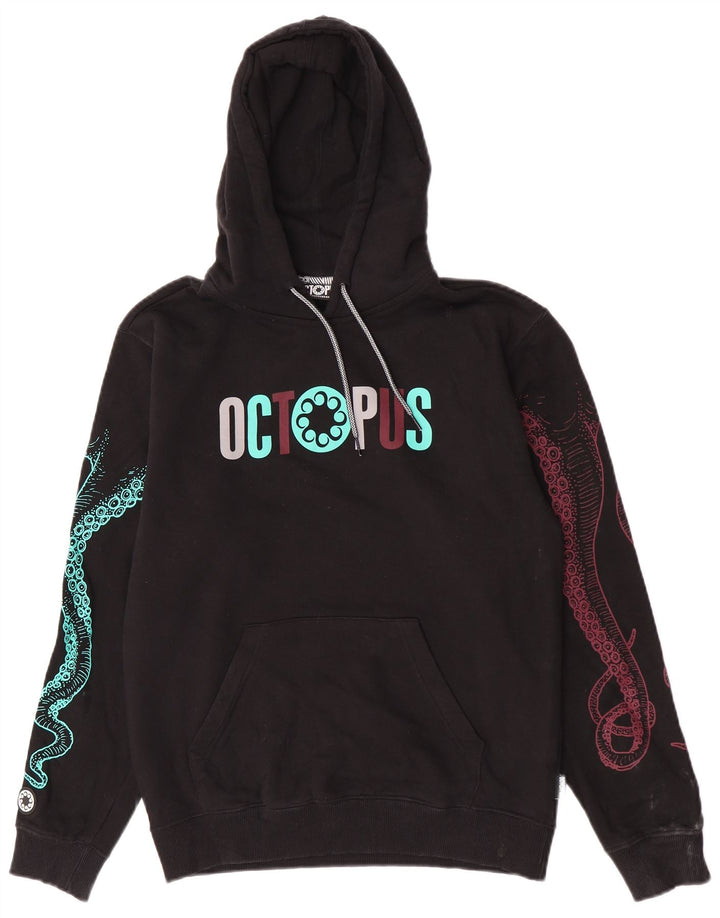 Octopus - Sudadera con capucha para hombre, diseño gráfico, talla pequeña, algodón negro