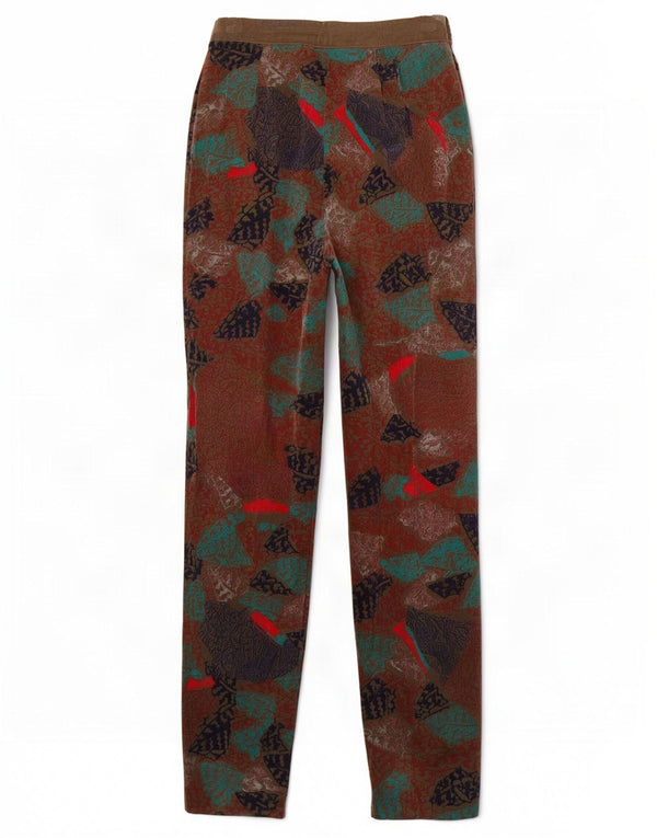 Vintage mujer patrón abstracto pantalones casuales IT 44 Medio W26 L34 Marrón