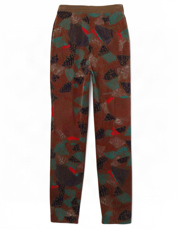 Vintage mujer patrón abstracto pantalones casuales IT 44 Medio W26 L34 Marrón