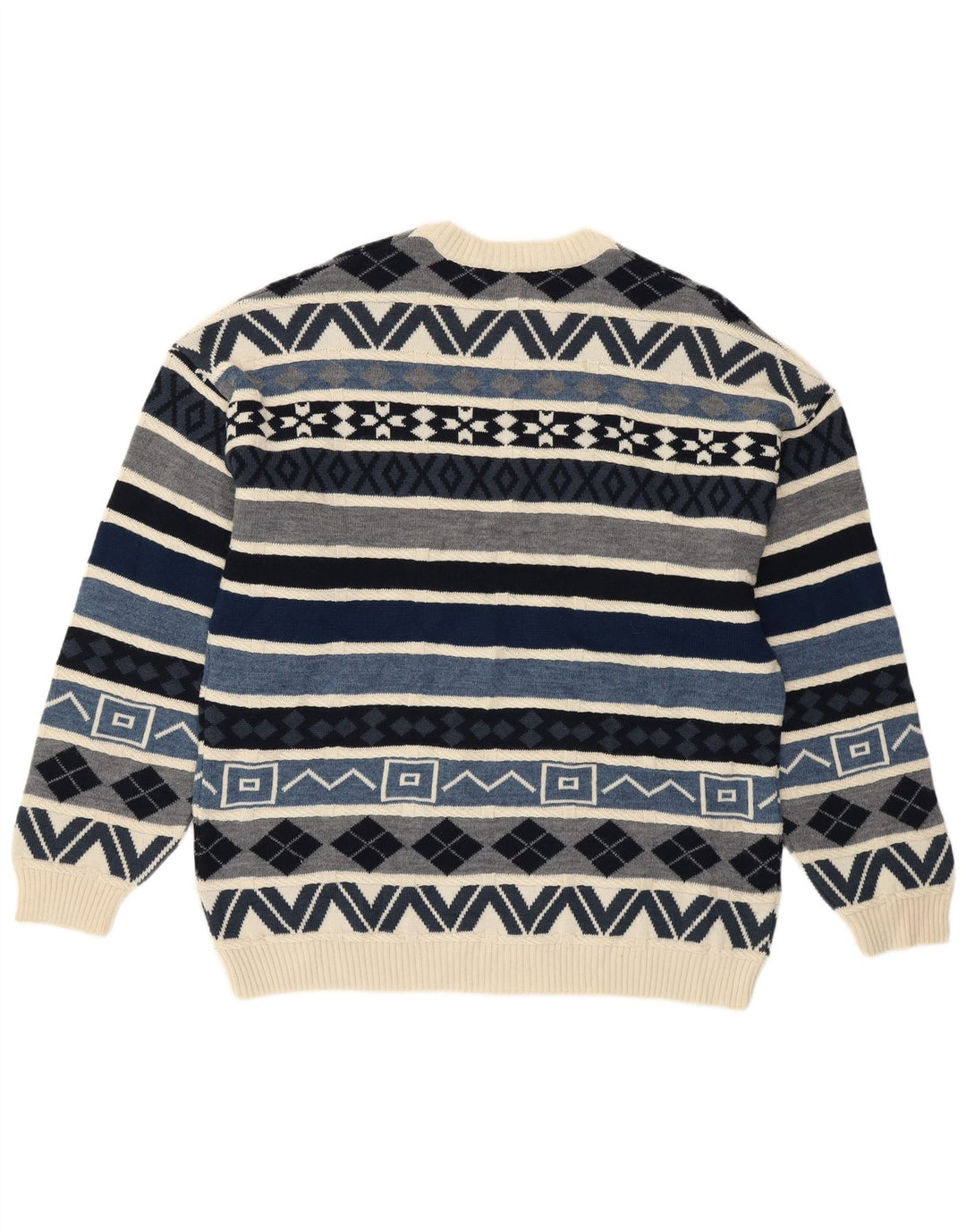 Il Granchio Jersey De Cuello Redondo Para Hombre Jersey Grande Azul Geométrico