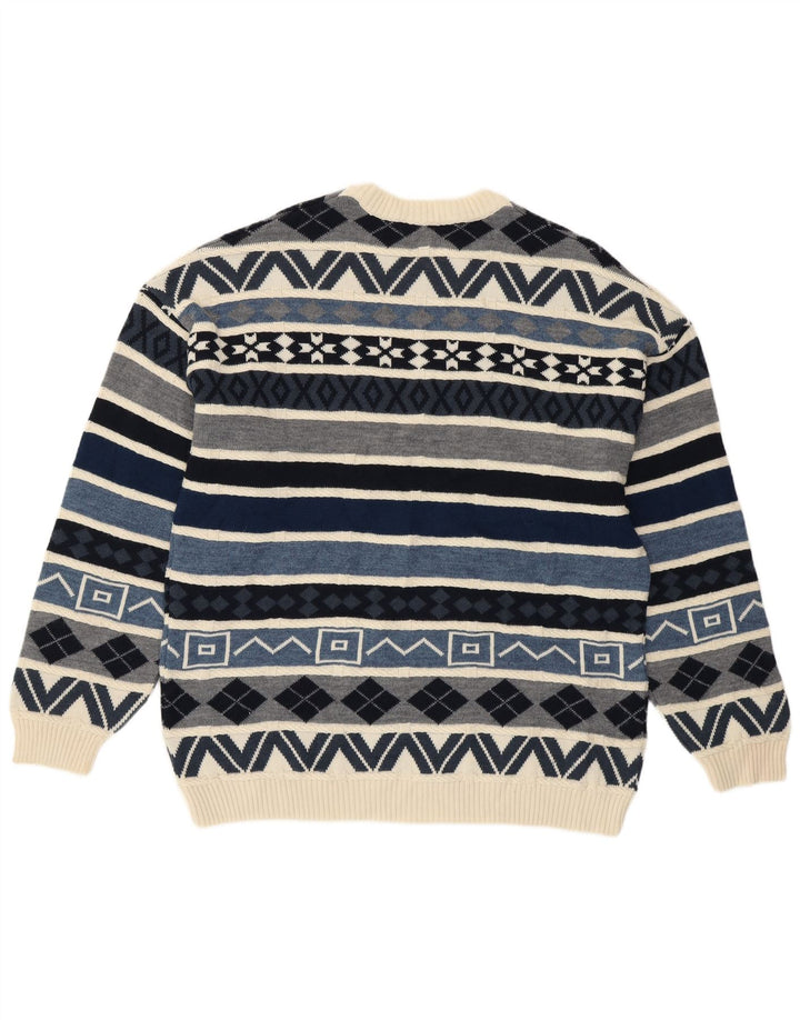 Il Granchio Jersey De Cuello Redondo Para Hombre Jersey Grande Azul Geométrico