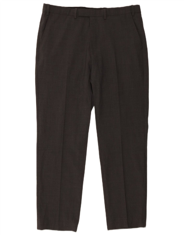 Marks & Spencer Pantalón de traje de corte regular para hombre W36 L31 Lana gris