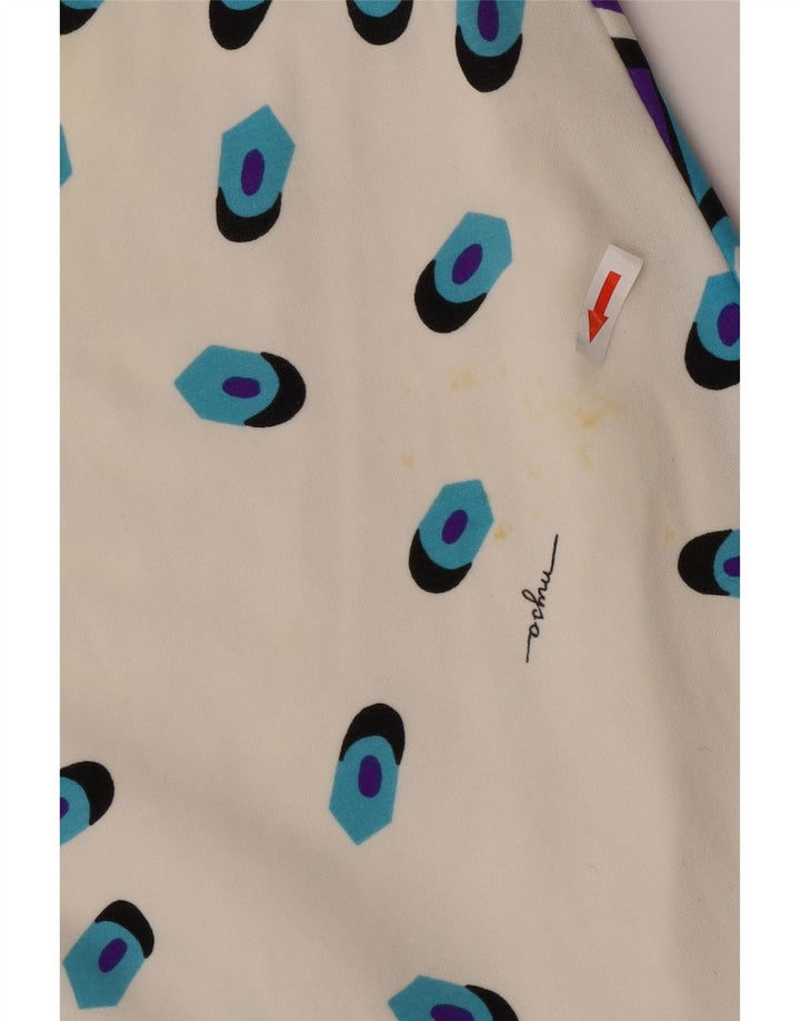 Conjunto de falda vintage de 2 piezas para mujer IT 46 Grande W28 Poliamida geométrica blanca