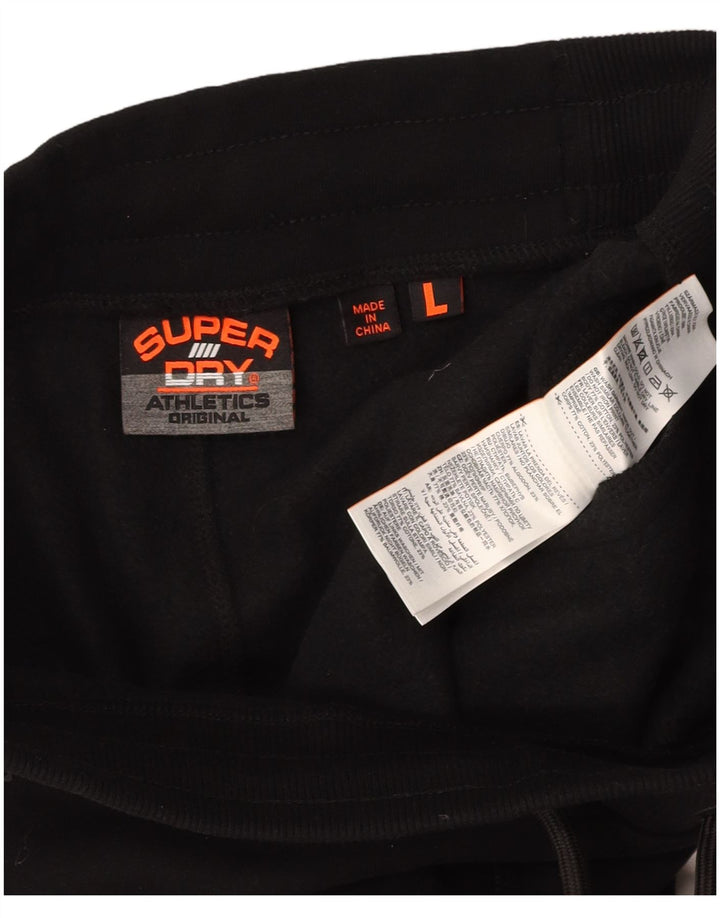 SUPERDRY Hombre Pantalones de chándal Joggers Large Negro Algodón