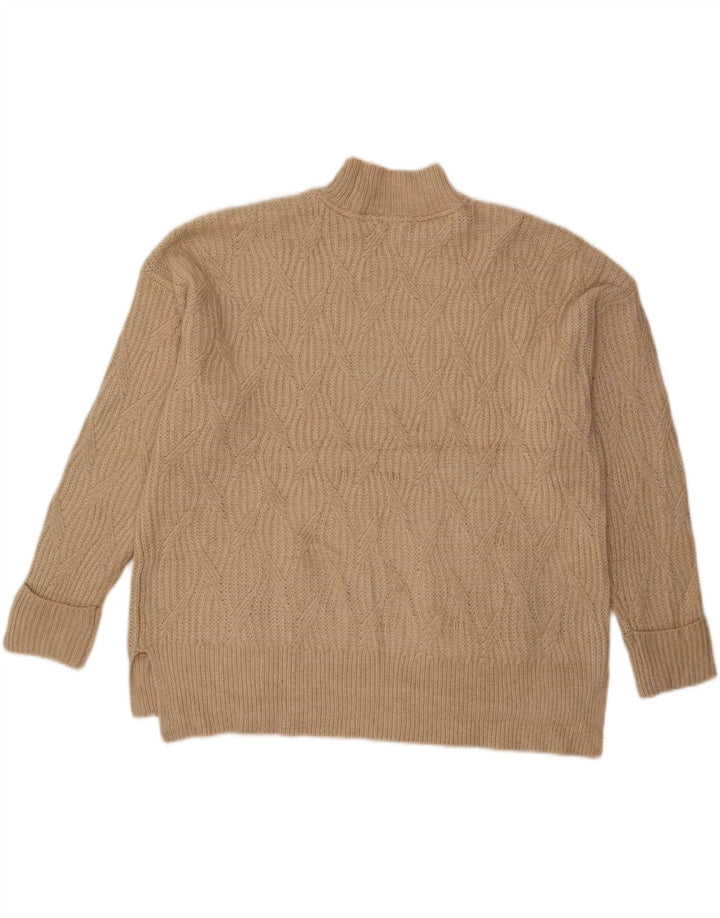Suéter tipo jersey con cuello de tortuga para mujer de Fat Face UK 44 Large Beige Argyle/Diamond