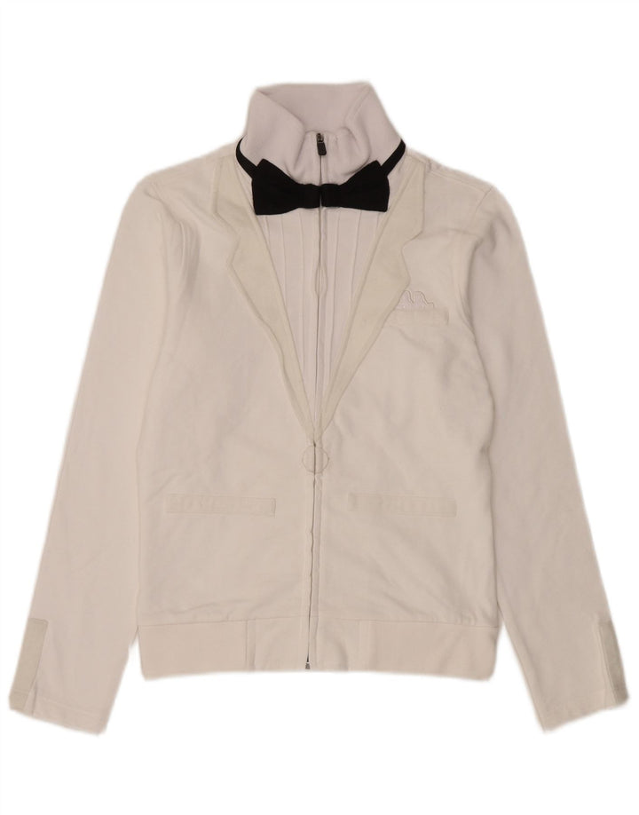 Kappa Chaqueta de Chándal para Mujer UK 12 Mediana Algodón Blanco
