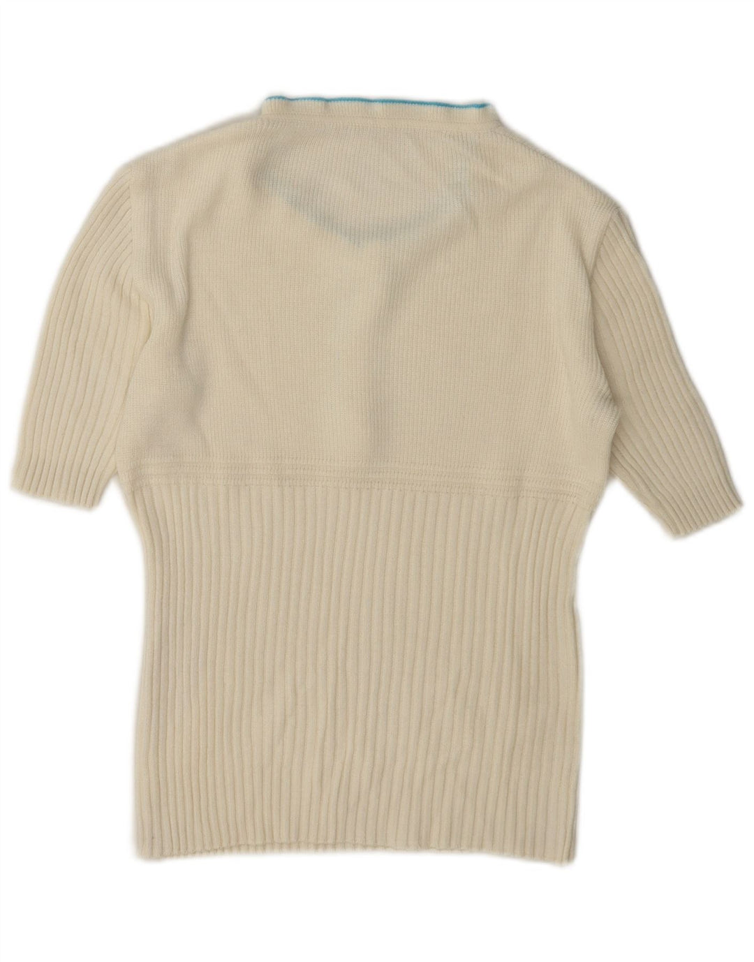 Vintage mujer volante tortuga cuello jersey suéter Reino Unido 12 medio blanco