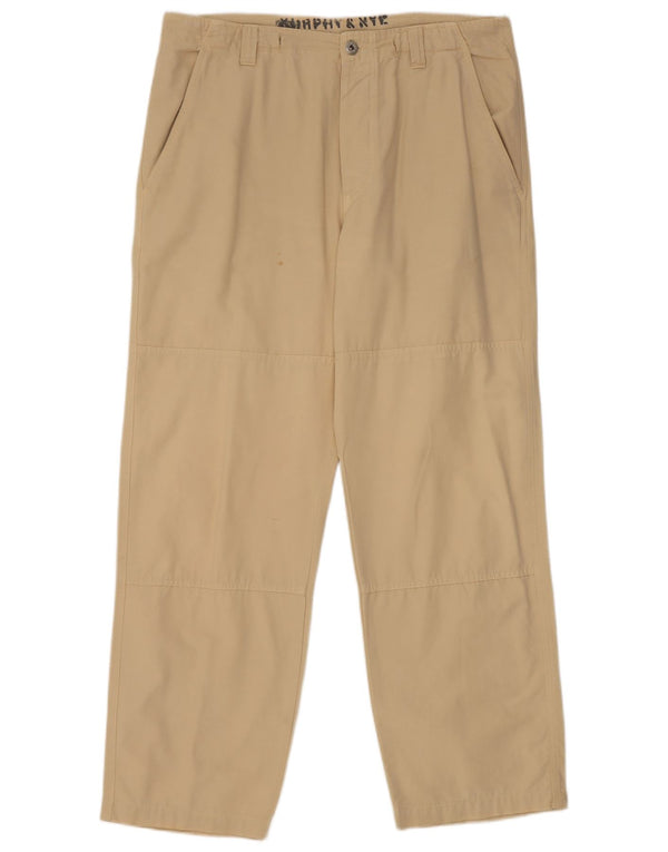 Murphy & Nye Pantalón Chino Recto para Hombre Grande W34 L29 Algodón Caqui