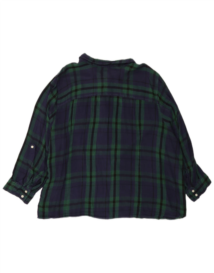 TOMMY HILFIGER Camisa de franela para mujer UK 22 3XL Rayón a cuadros verdes