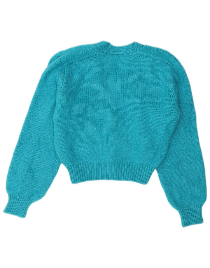 ZARA Mujer Crop Cardigan Suéter UK 10 Small Azul Acrílico