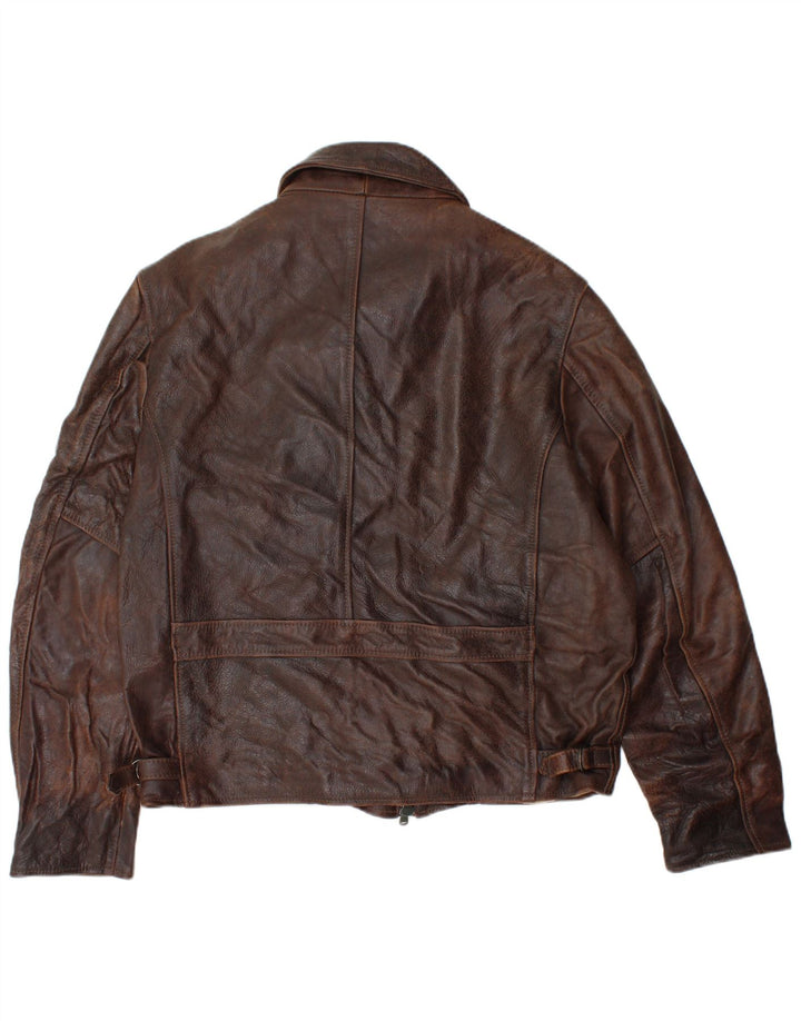 VINTAGE Chaqueta de cuero para hombre IT 52 XL Cuero marrón