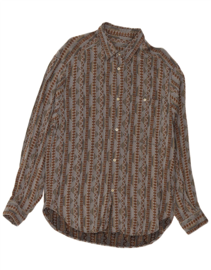 Camisa VINTAGE para hombre gris medio geométrica