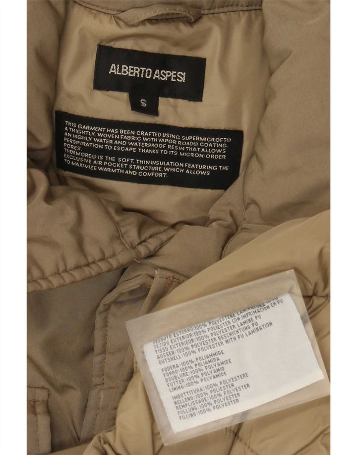 Alberto Aspesi Chaqueta militar acolchada para hombre UK 36 Small Marrón Poliéster