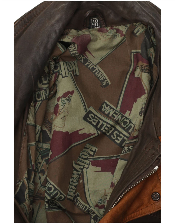 VINTAGE Chaqueta de cuero para hombre IT 48 Marrón medio