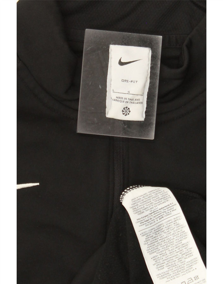NIKE Hombre Dri Fit Zip Neck Pullover Chándal Top Grande Negro Colorblock