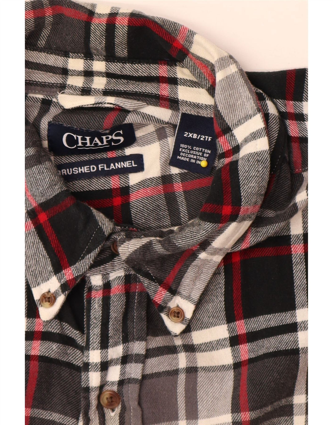 Chaps Camisa de franela grande para hombre 2XL Algodón a cuadros negros