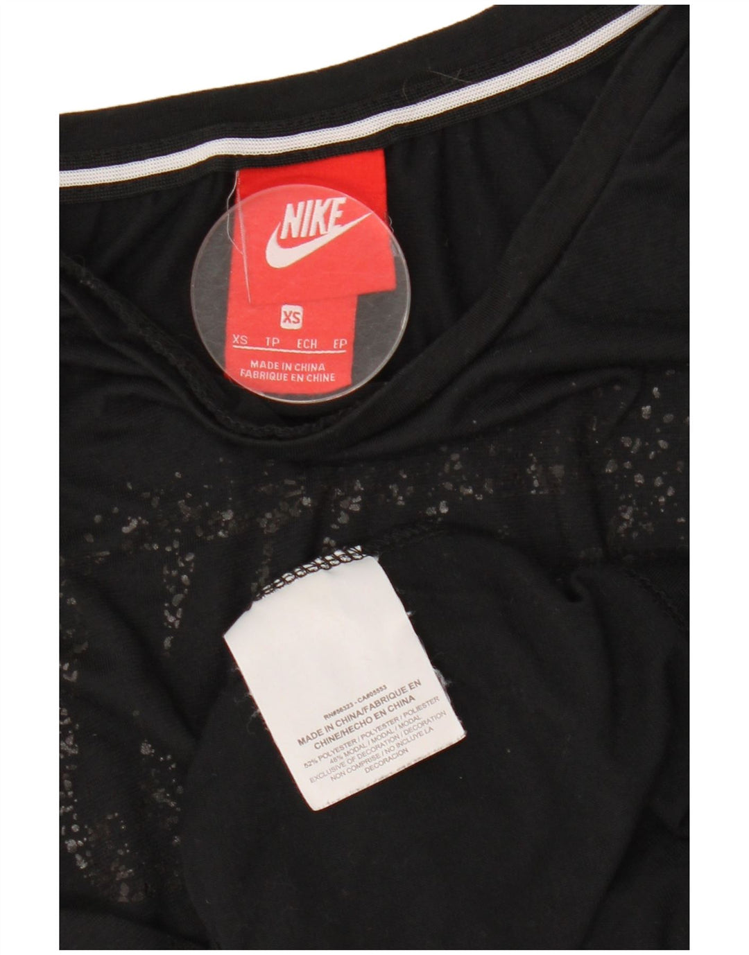 NIKE Camiseta gráfica para mujer UK 6 XS Negro Poliéster