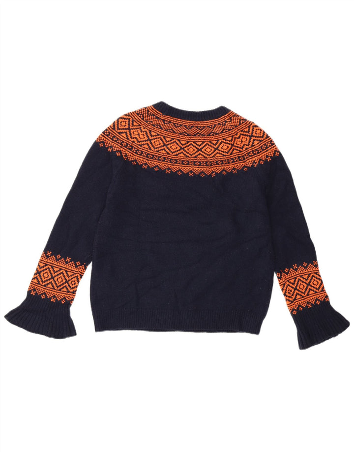 J. CREW Suéter tipo jersey con cuello redondo para mujer UK 6 XS Azul marino Fair Isle
