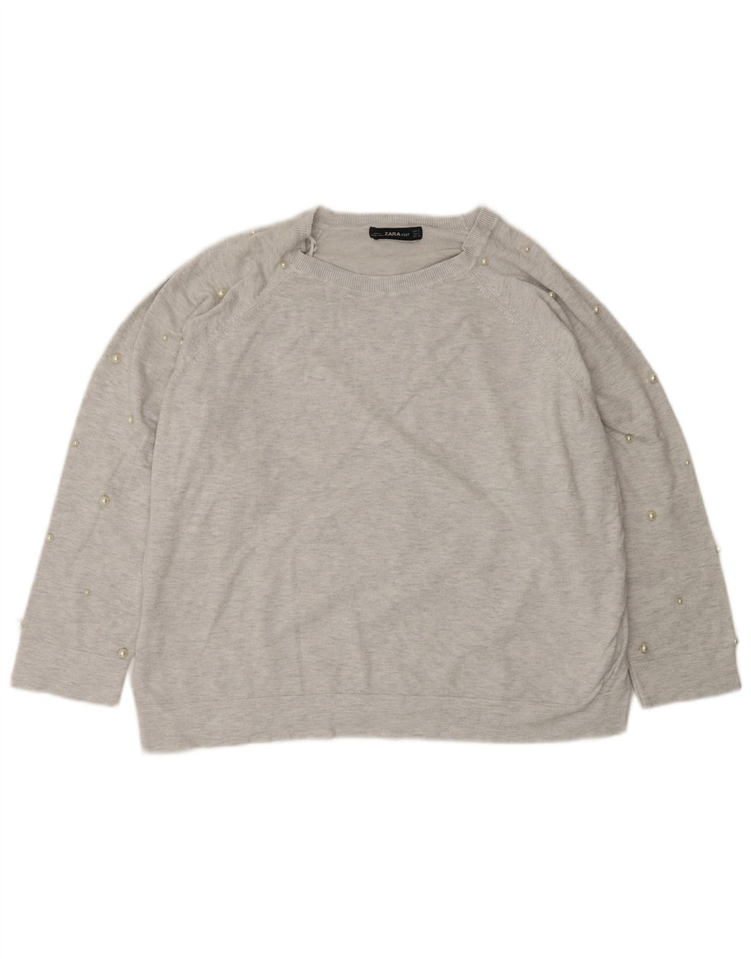 ZARA Jersey oversize con cuello barco para mujer, talla 44, color gris medio