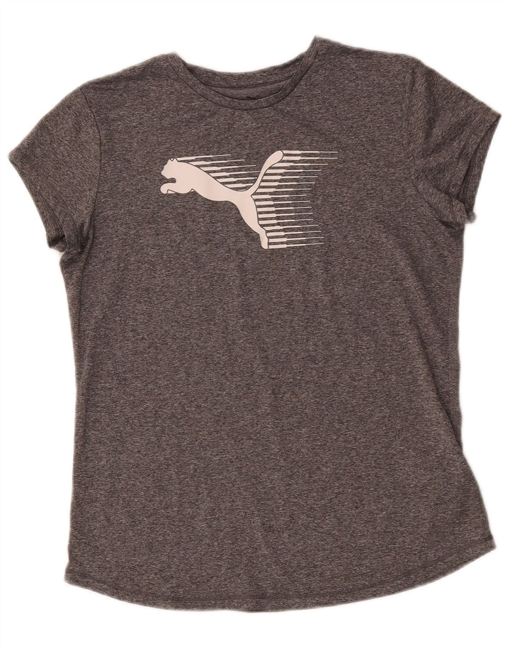 Puma Camiseta gráfica para mujer Top UK 44 Poliéster moteado gris medio