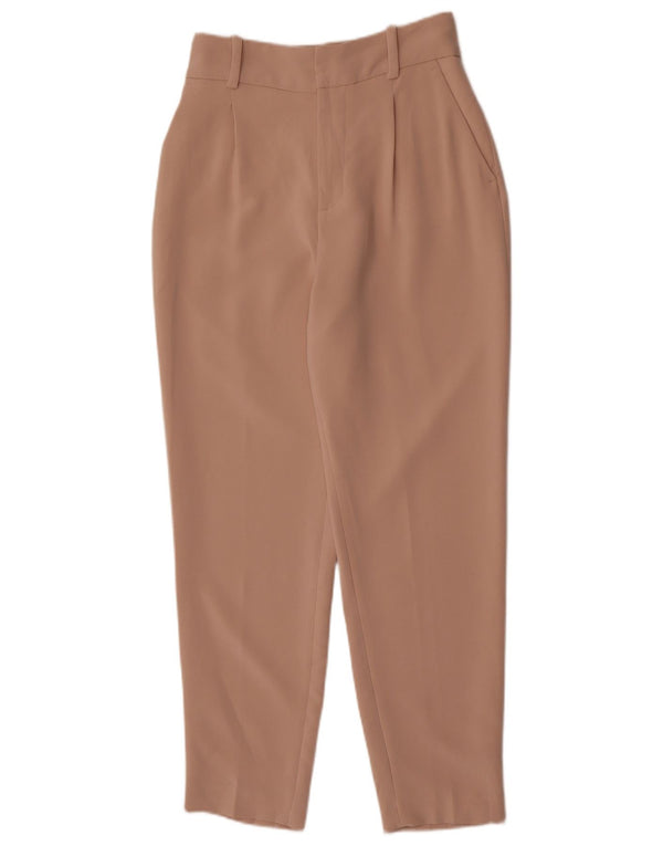 Zara Mujer Pantalones Casuales Cónicos De Cintura Alta Pequeño W26 L28 Beige