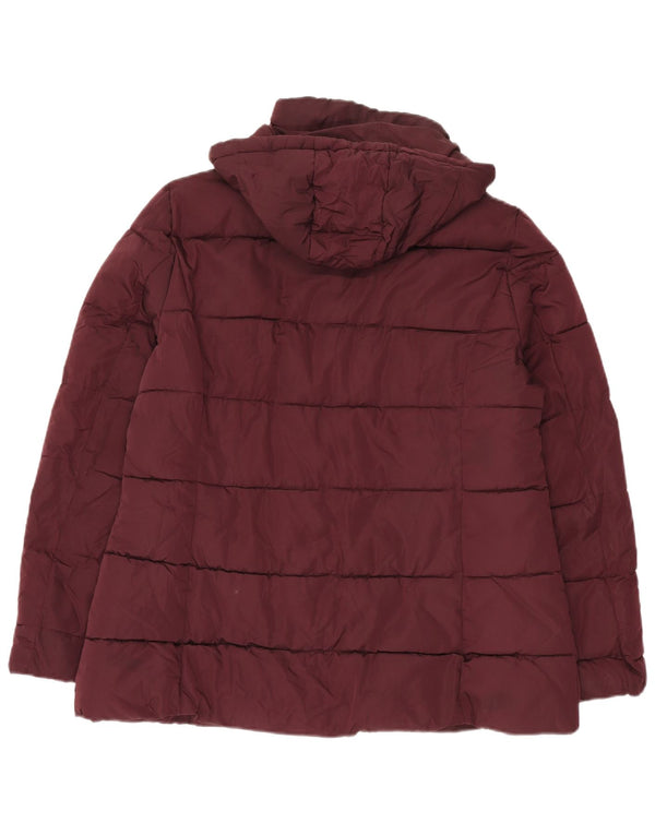 Tommy Hilfiger Chaqueta acolchada con capucha para mujer UK 46 Grande Poliéster burdeos