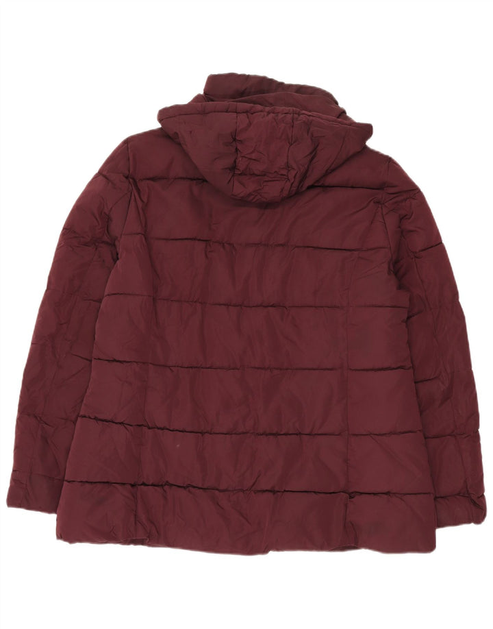 Tommy Hilfiger Chaqueta acolchada con capucha para mujer UK 46 Grande Poliéster burdeos
