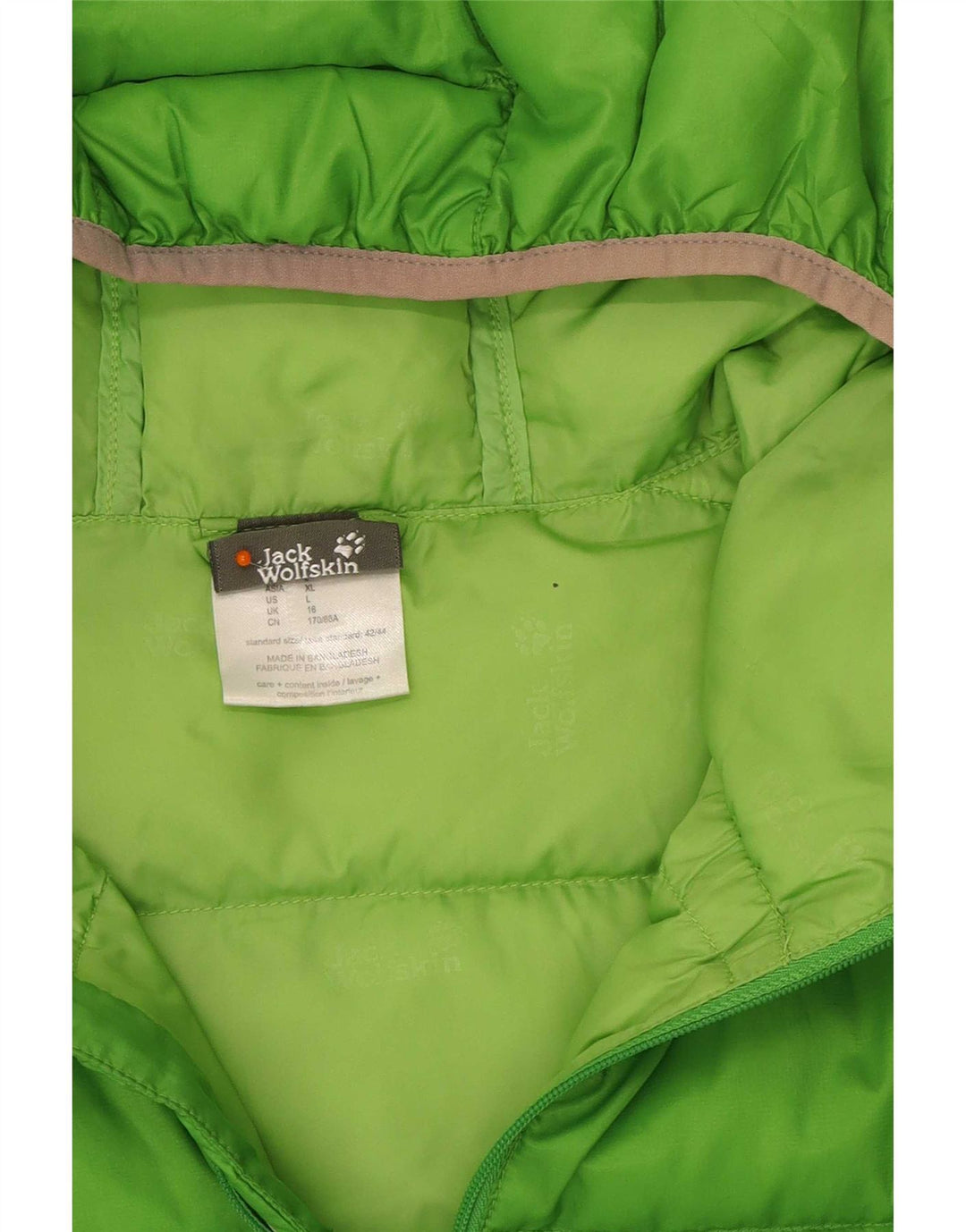 Jack Wolfskin Chaqueta acolchada con capucha para mujer UK 46 Poliéster verde grande