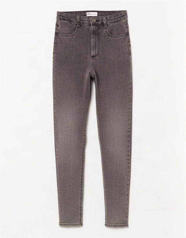 Zara Vaqueros pitillo de cintura alta para mujer EU 36 XS W26 L28 Gris