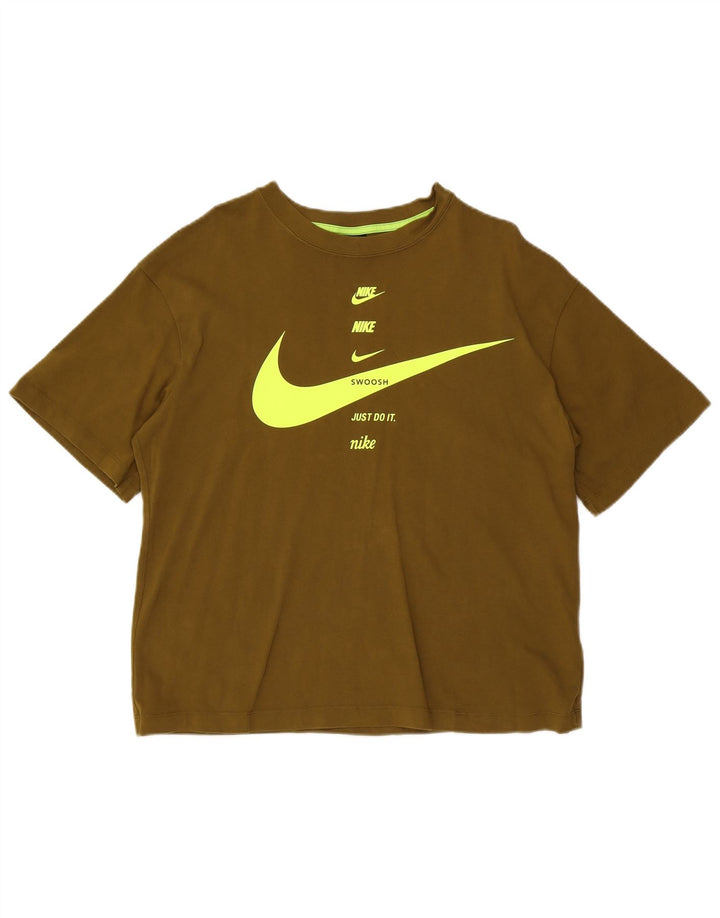 Nike Camiseta gráfica para hombre Top de algodón caqui mediano