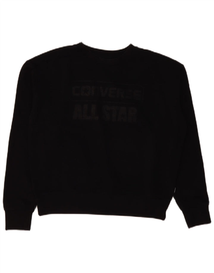 Converse Mujer Oversize Crop Graphic Sudadera Jumper UK 10 Small Negro