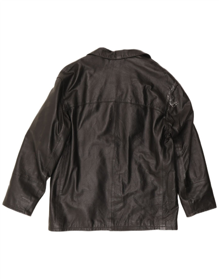 Conbipel Chaqueta tipo blazer de cuero con 4 botones para hombre IT 48 Cuero negro mediano