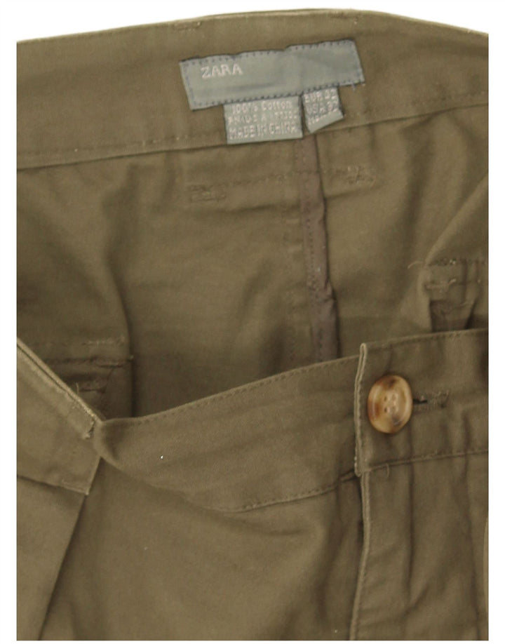 Zara Mens Cargo Shorts EU 42 Grande W32 Caqui Algodón