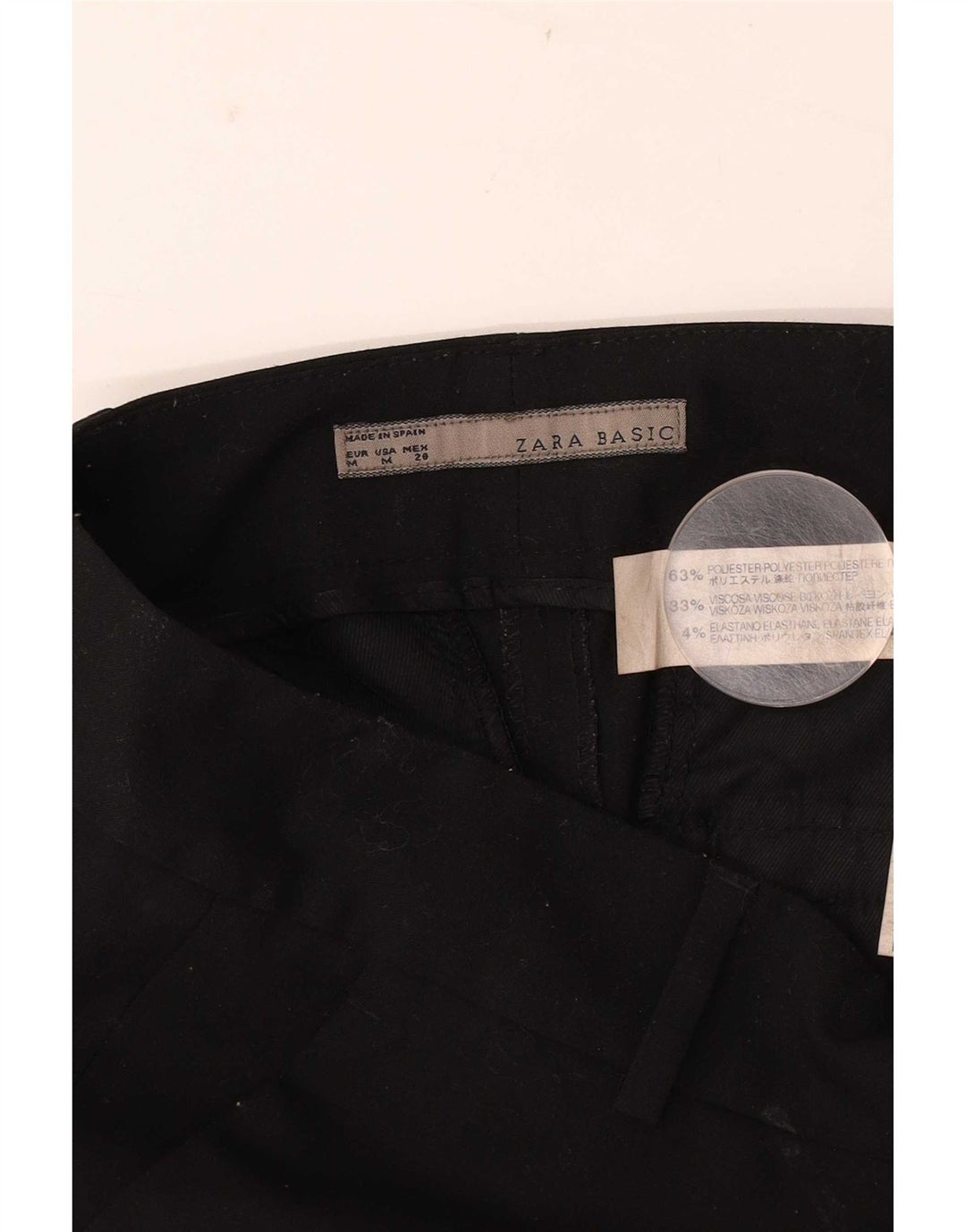 Zara Mujer Chino Shorts Medium W28 Poliéster Negro