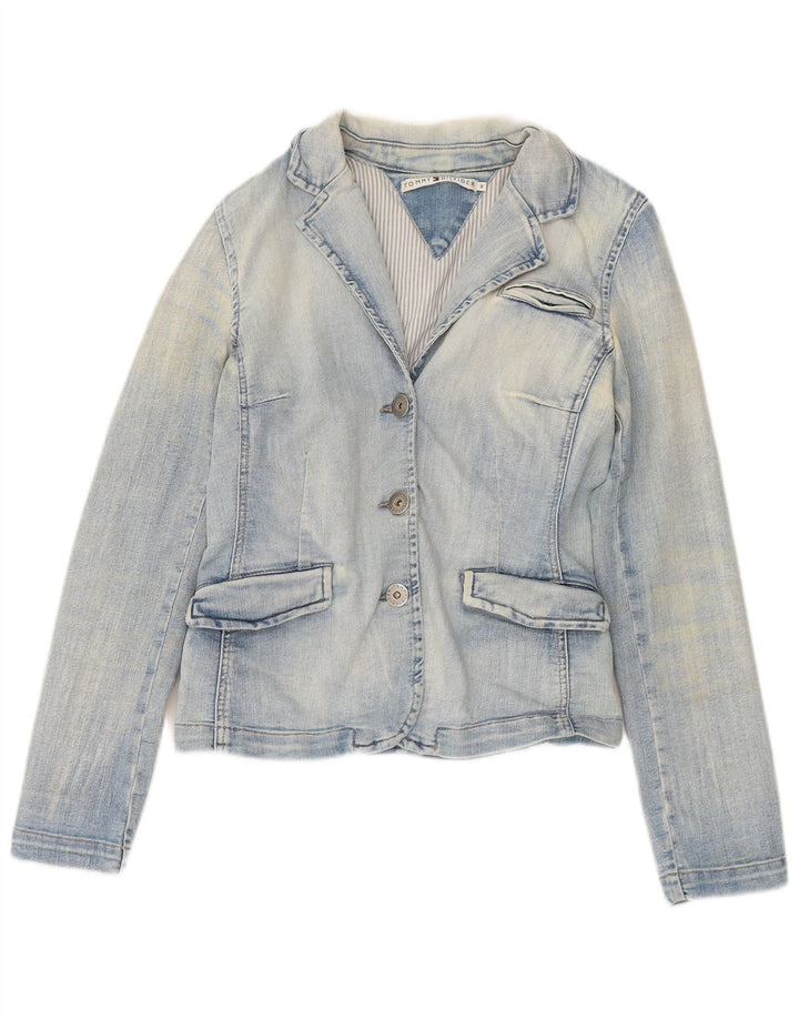 TOMMY HILFIGER Womens 3 Button Denim Blazer Jacket US 8 Medium Blue Cotton