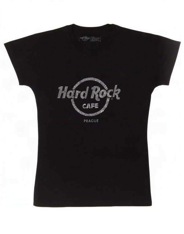Hard Rock Cafe Mujer Praga Graphic Camiseta Top UK 10 Small Azul Marino