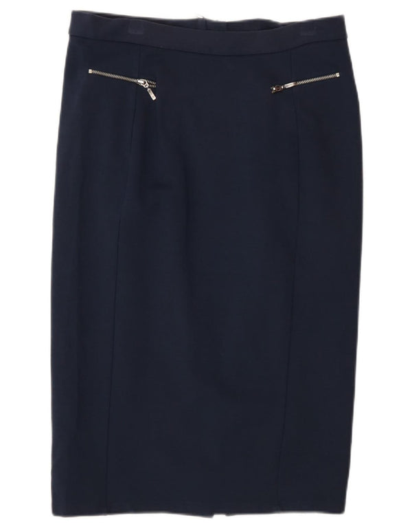 Marks & Spencer Falda midi para mujer UK 12 Medium W30 Poliamida azul marino