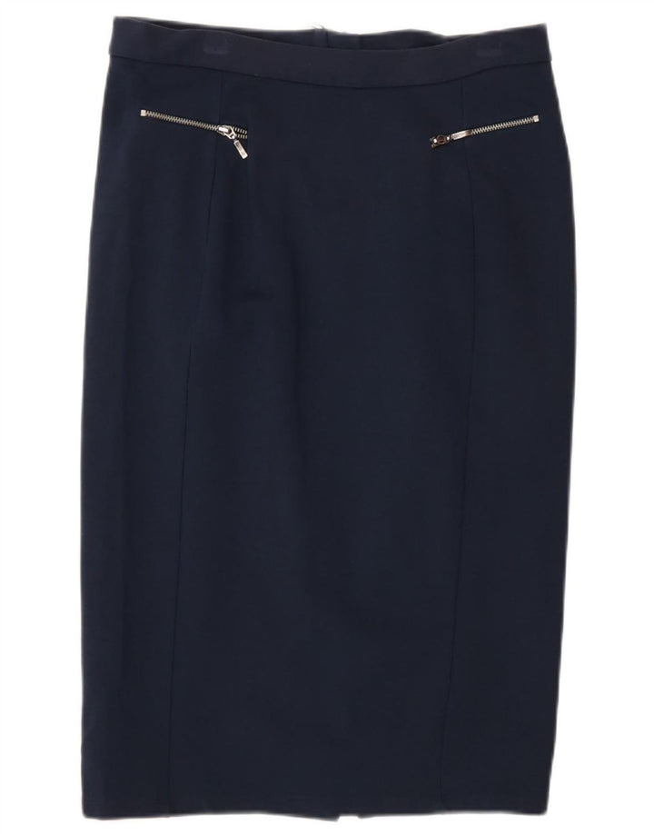 Marks & Spencer Falda midi para mujer UK 12 Medium W30 Poliamida azul marino