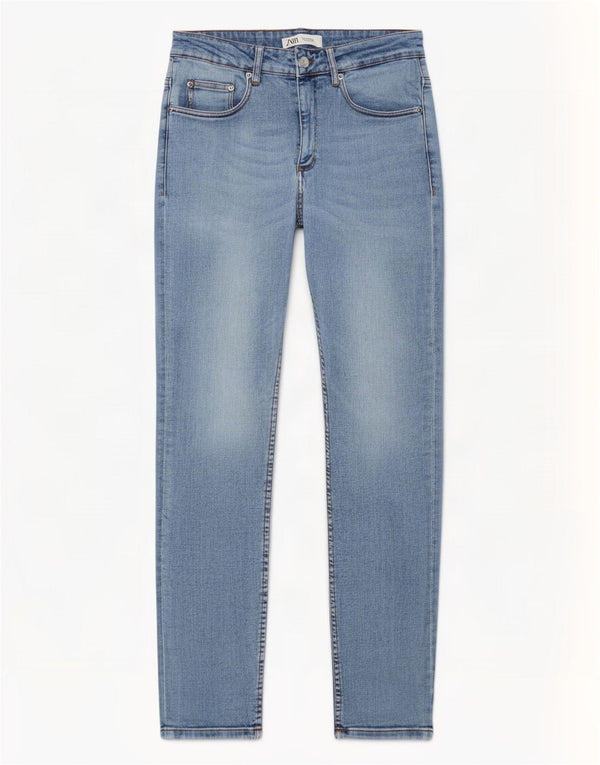Zara Jeans ajustados de cintura alta para hombre EU 40 Medium W31 L30 Algodón azul