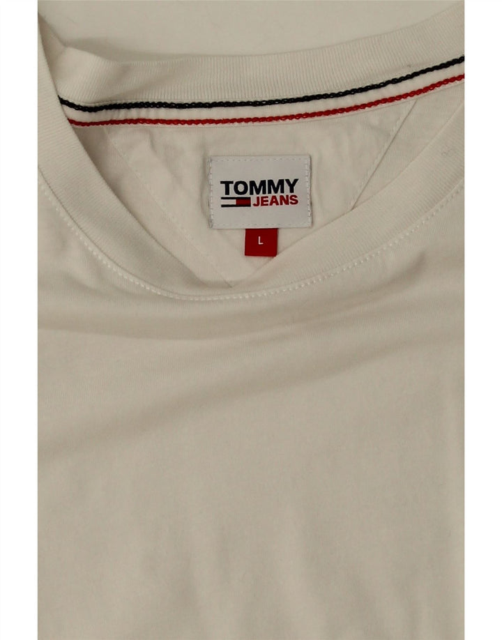 TOMMY HILFIGER Womens T-Shirt Top UK 14 Large White Vintage Tommy Hilfiger and Second-Hand Tommy Hilfiger from Messina Hembry 