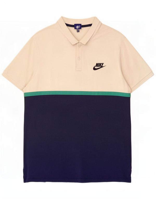 Nike Polo para hombre 2XL de algodón color block blanco roto