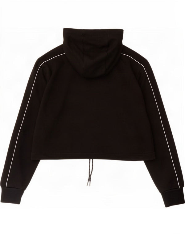 Ellesse Crop Graphic Sudadera con capucha para mujer UK 12 Medium Negro Algodón