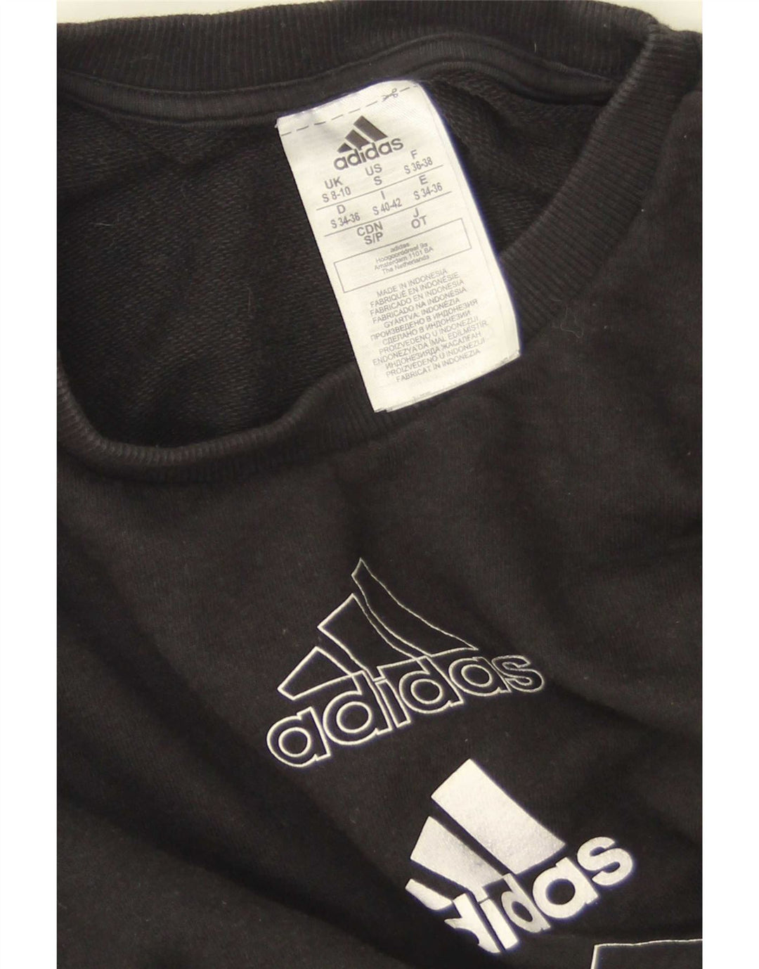 Adidas - Sudadera de gran tamaño con gráfico para mujer, talla 8/10, color negro
