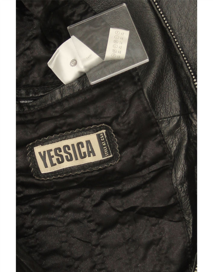 YESSICA Chaqueta de cuero para mujer UK 44 Grande Negro