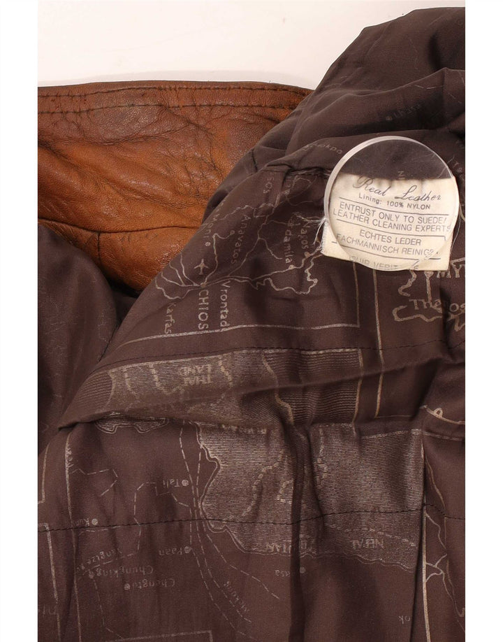 Vintage hombres chaqueta de cuero Reino Unido 40 marrón grande