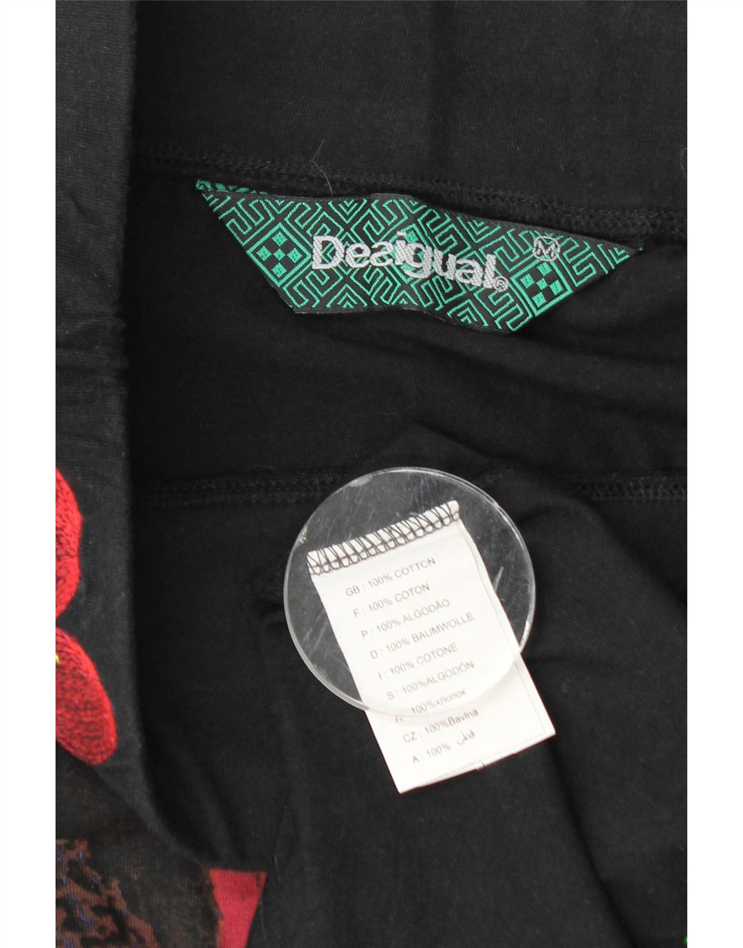Desigual Mujer Falda Asimétrica Gráfica Mediana W28 Algodón Floral Negro